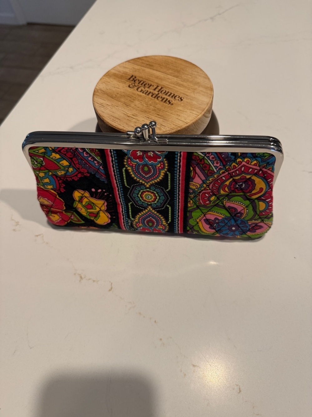Vera Bradley Black Multi Floral Quilted Clasp Wallet - Picture 6 of 7